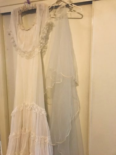 Genuine Retro 1970s Wedding dress & veil